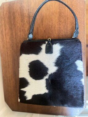 Vintage 1960s Black & White "Ponyhide" Purse